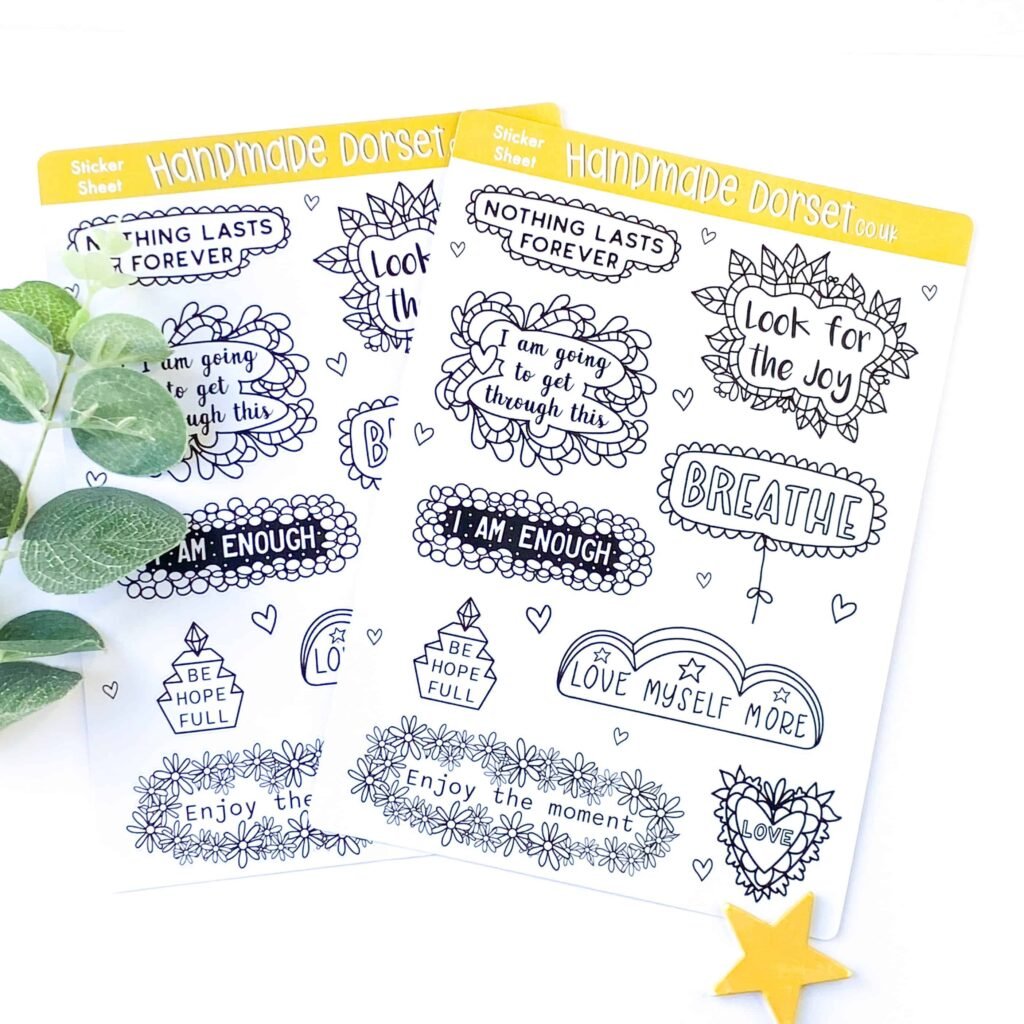 Colour-in sticker sheets