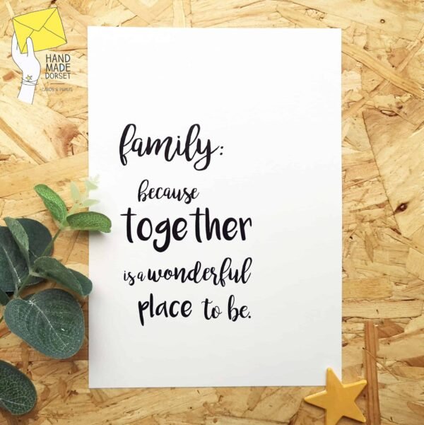 Family quote print, living room print