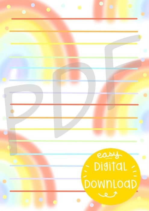 Rainbow writing paper, rainbow paper set *instant download*