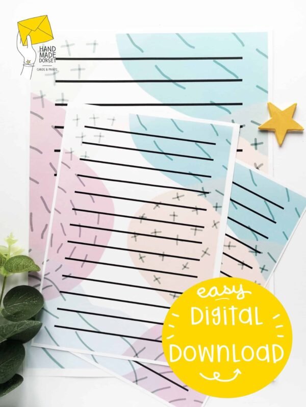 Writing paper, abstract pattern paper *instant download*