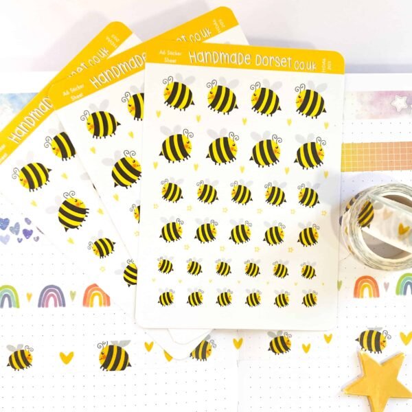 sheet of 30 small bee stickers