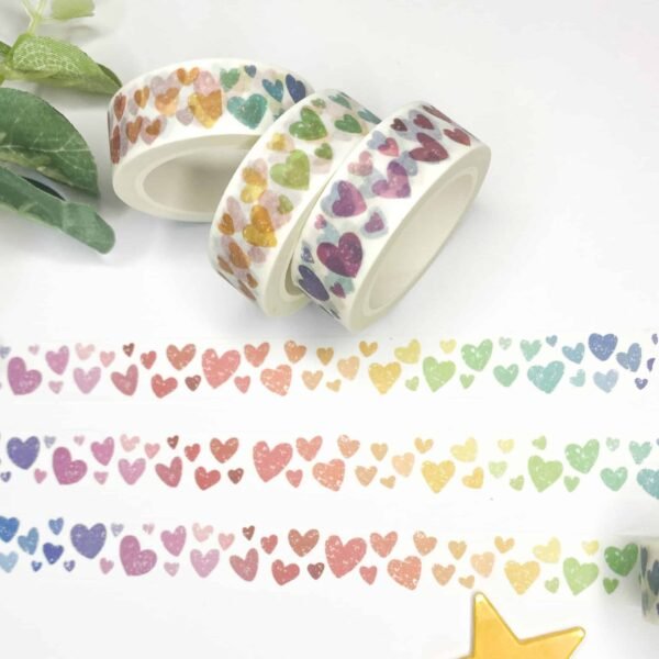 rainbow hearts washi tape