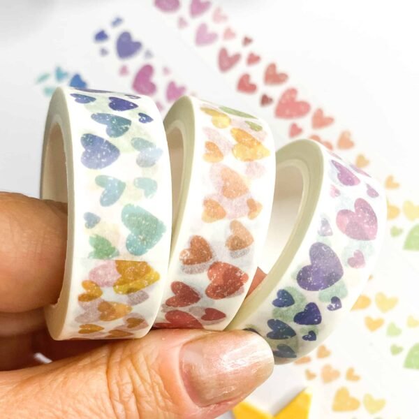 Rainbow hearts washi tape, hearts rainbow washi