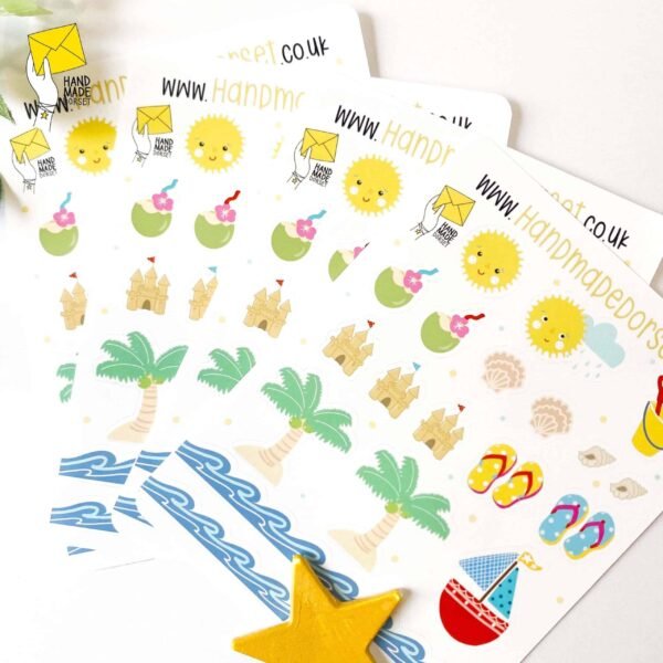 Summer themed stickers, holiday planner stickers
