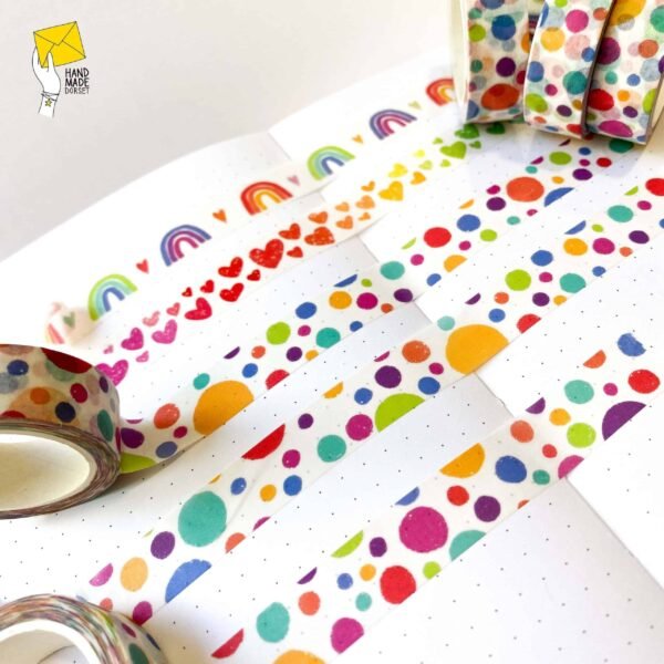 Tape, cute rainbow dots washi tape