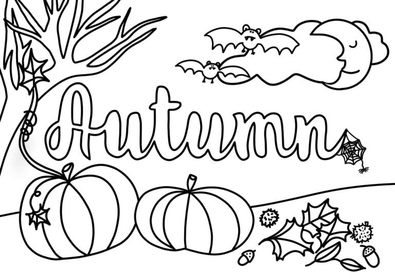Autumn printable colour-in sheet by Handmade Dorset