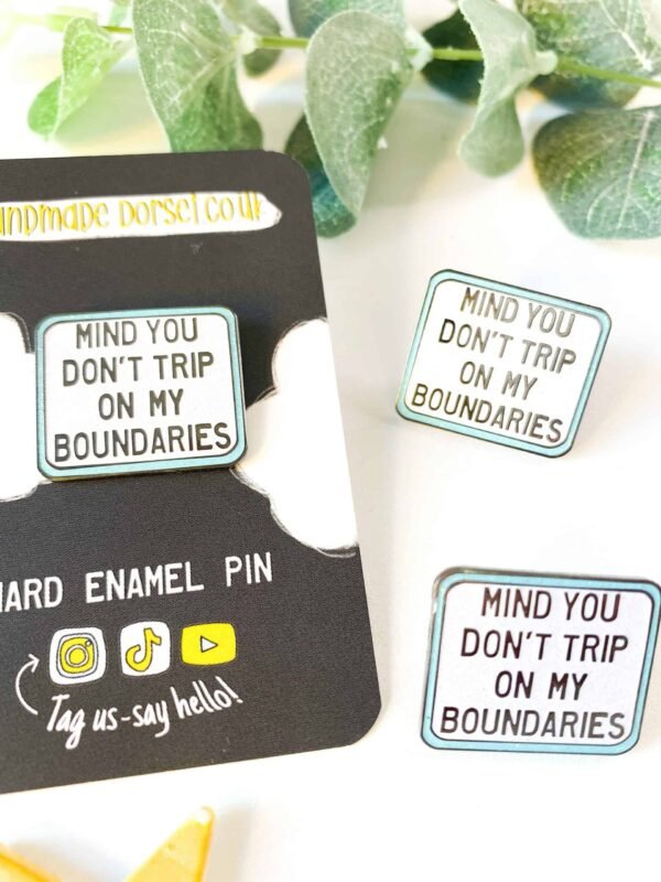Boundaries enamel pin, self care pin