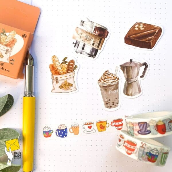Coffee cup stickers, cafe themed stickers