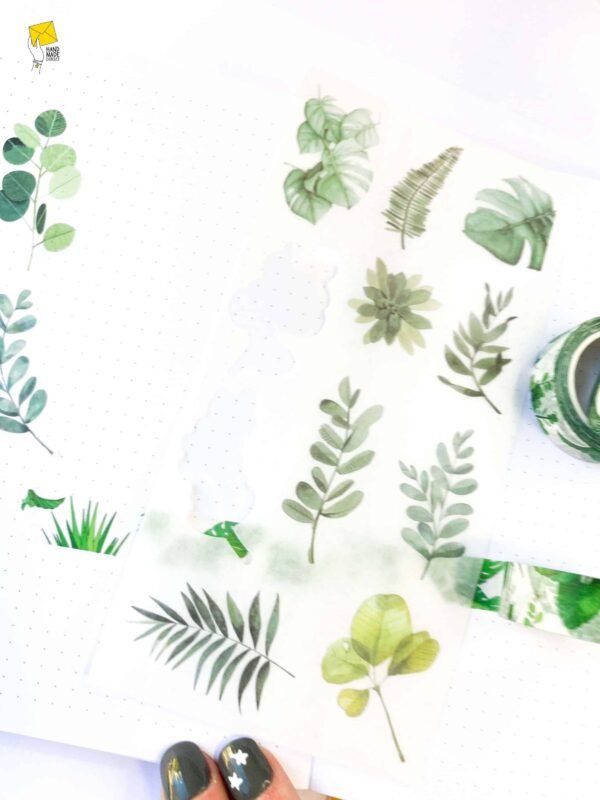 Plant stickers, foliage washi tape stickers