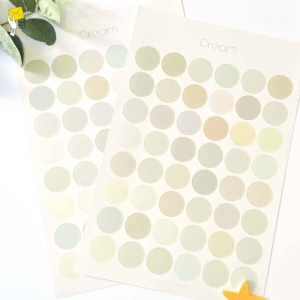 Morandi Cream colour dots, pastel round stickers