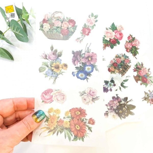 Flower Bouquet stickers, vintage floral stickers