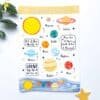 Planets sticker sheet, solar system stickers