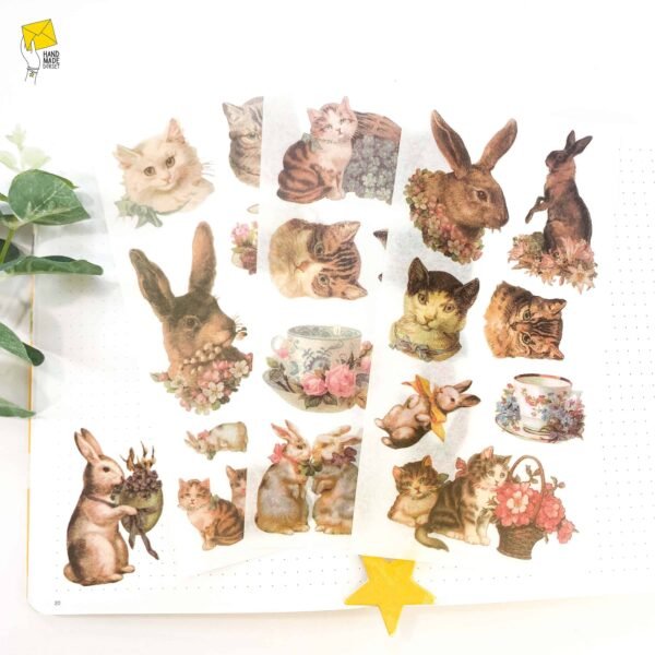 Spring & Easter stickers, Rabbit Cat