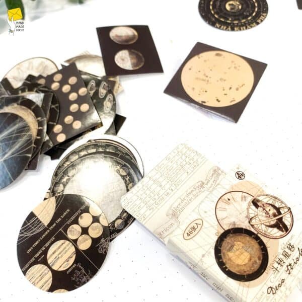Vintage space sticker pack, astronomy stickers
