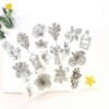 Flower illustration stickers, black and white flower stickers