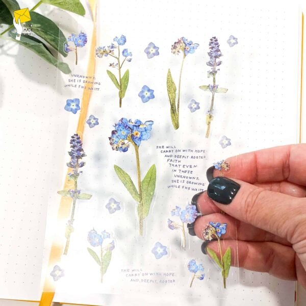 Forget me nots flower stickers, tiny blue flowers