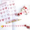 Pink heart stickers sheet, valentines stickers
