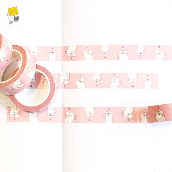 Pink cat washi tape, cat valentines tape