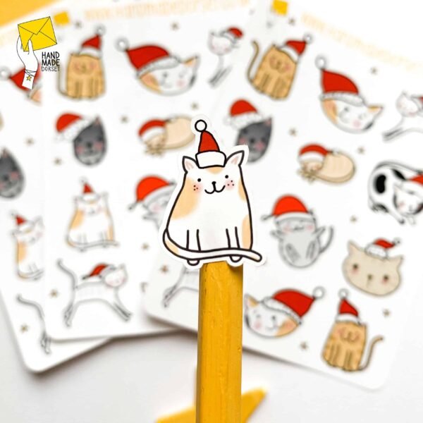 Cat Christmas stickers, kitty cat stickers