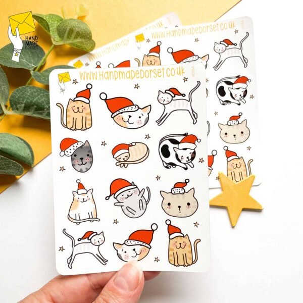 Cat Christmas stickers, kitty cat stickers
