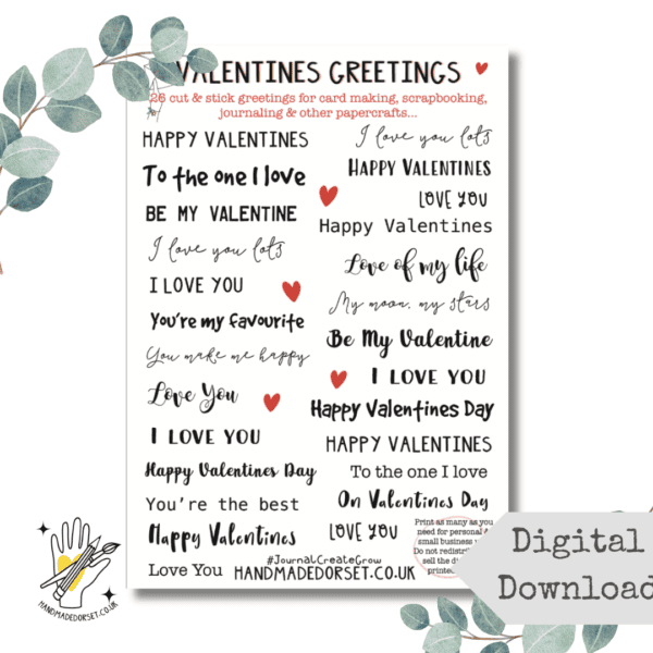 Valentines, Wedding, Love words printable