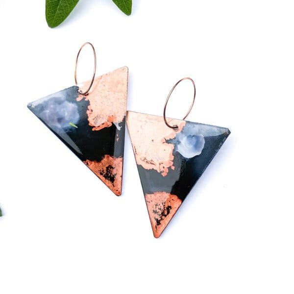 Copper and black statement earrings